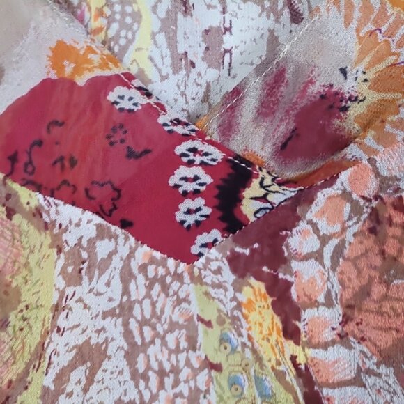 Vintage Women Sheer Floral Tunic Top Size 2X Boho Fairy Kimono VNeck Ethereal - Picture 6 of 12